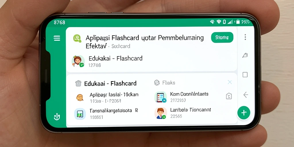Antarmuka aplikasi Flashcard 8768 yang mudah digunakan dan interaktif.
