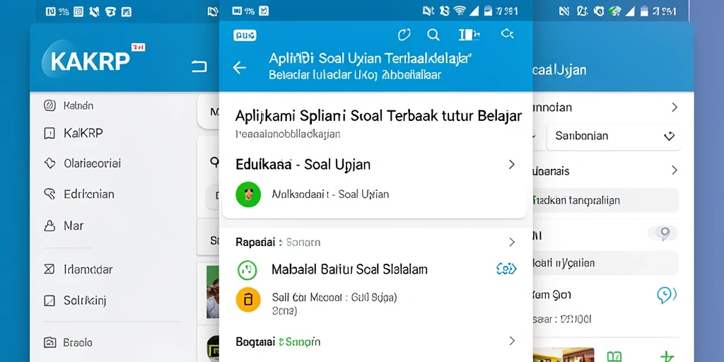 Tampilan antarmuka KAKRP dengan berbagai soal ujian.