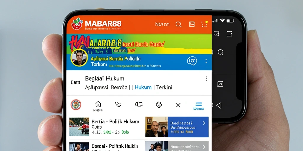 Tampilan antarmuka aplikasi MABAR88 untuk berita Politik Hukum.