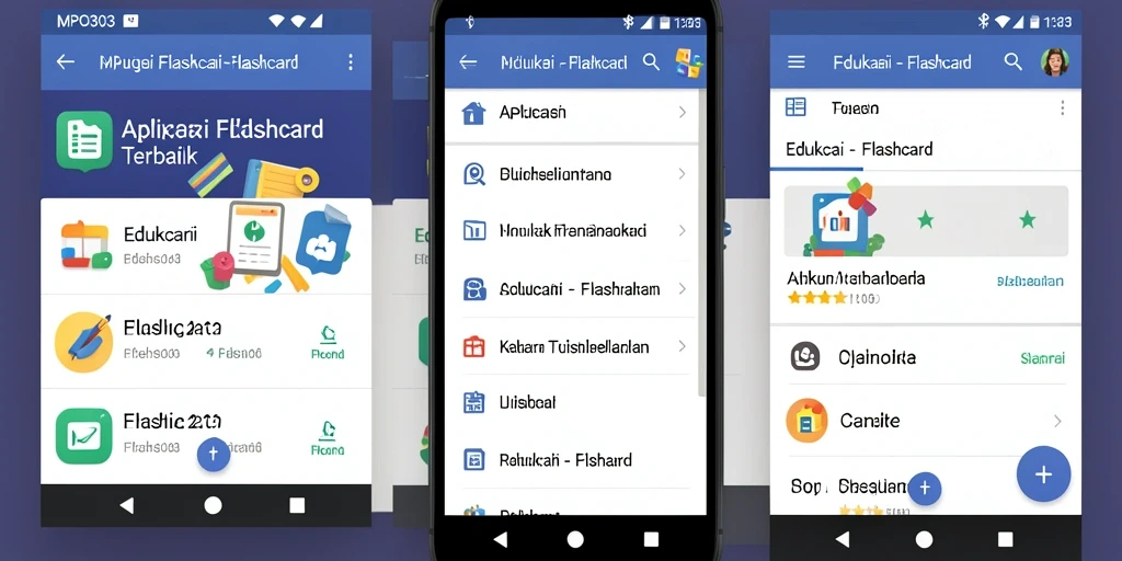 Antarmuka aplikasi MPO303 yang menarik dan interaktif untuk belajar Flashcard.
