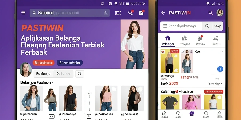 Antarmuka PASTIWIN menampilkan berbagai produk fashion menarik dengan desain yang user-friendly.